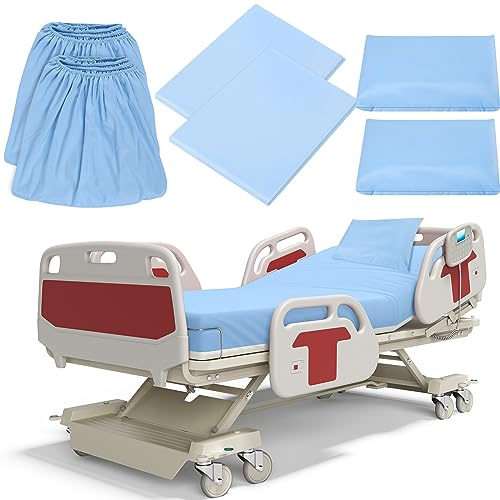 Moukeren 6 Pack Hospital Bed Sheets Set Elastic Jersey for Home Nursing