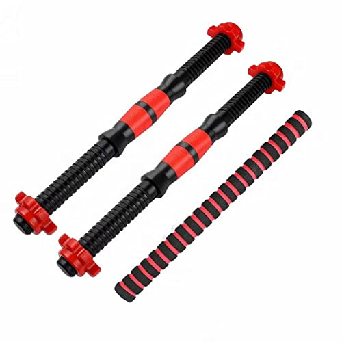 Juego de 3 barras de pesas cortas, barra de pesas de 40cm + biela de 40cm + 4 tuercas para pesas de 25mm de diámetro, juego de mango con rosca antideslizante