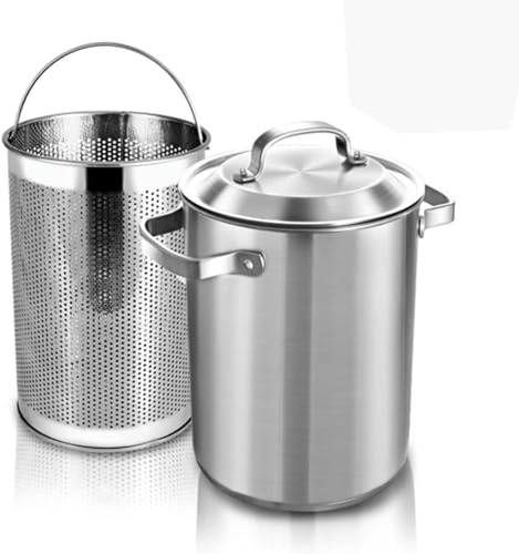 KFJZGZZ Asparagus Pot 304 Stainless Steel Asparagus Vegetable Steamer Pasta Cooker French Fry Pot with Strainer Basket and Lid Gas Electric Induction Dishwasher Safe - 4.3L