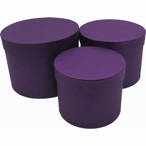 INERRA Flower Hat Boxes Florist Box Vase - Set of 3 (Purple)