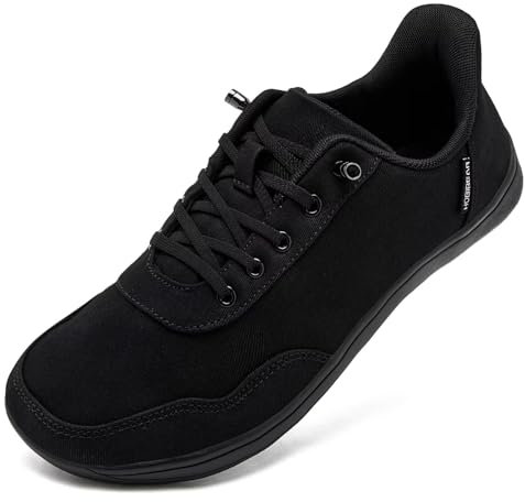 HOBIBEAR Zapatos descalzos unisex de ancho, sin cordones, fáciles de poner, para mujer y hombre, zapatos minimalistas para exteriores, trail running, caminata, Negro , 42 EU Ancho