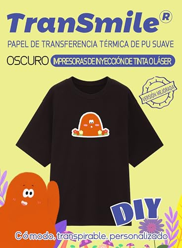 TRANSMILE-Papel de transferencia térmica, transfer paper para tela oscura,version mejirada(10 hojas, A4), patrón personalizado, fácil de operar.ES-smile-3-3.0-10