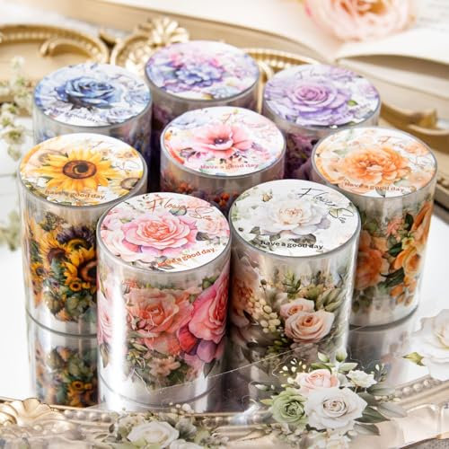 WANSHI 6 pcs Decorative Adhesive Tapes Cartoon Frame PET Tape Great for Bullet Journal Supplies, Arts, Scrapbook, DIY Crafts, Planners (D)
