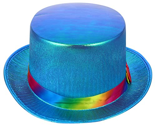 BESPORTBLE 1 Pieza Sombrero De Jazz Plano Vestir Sombreros Gorra De Mago Puntal De Cabeza Plana De Fiesta De Discoteca Retro De Decoración De Jazz Paño Blue