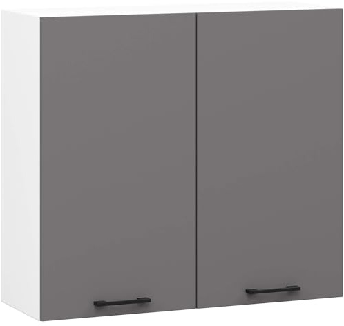 AKORD | Armoire de Cuisine Suspendue - Oliwia 80 cm H720 | Meuble avec 2 Portes | Armoire de Rangement | 80 x 30 x 72 cm | Blanc & Gris Graphite