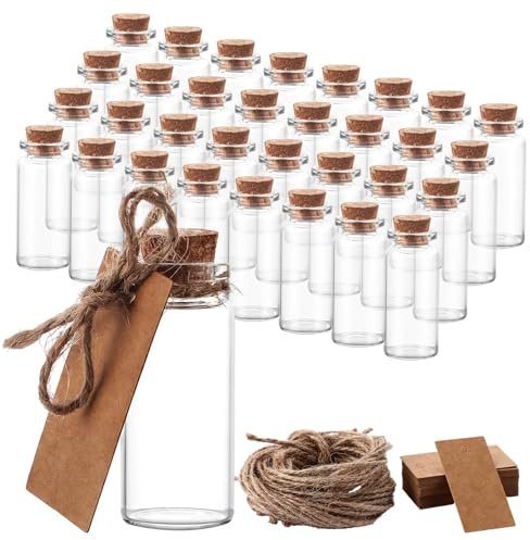 MUXHEL 110 stycken glasflaskor, små flaskor att fylla på, 10 ml miniglasflaskor med kork, små glasflaskor för fyllning, reagensglas med kork, för bröllop, förmåner, fest