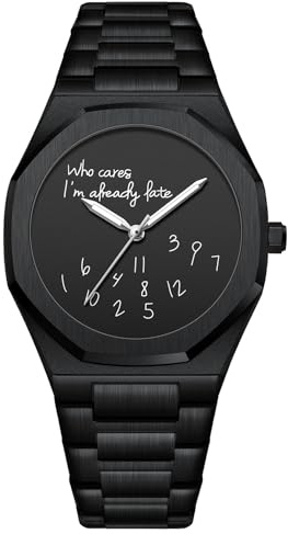 FANMIS Fashion Men’s Analog Stainless Steel Wristwatch Minimalist Octagon Bezel with Humorous Dial - Waterproof Business Dress Casual Watch for Men, Black Black