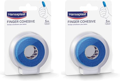 Hansaplast Venda cohesiva para dedos, venda autoadhesiva resistente al agua para botiquín, se rasga con la mano, transpirable, 5 m x 2,5 m (Paquete de 2)