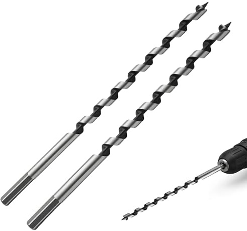 8mm 10mm Long Wood Drill Bit Set, Hex Shank Auger Drill Bits High Speed Steel Extra Long Drill Bits for Deep and Shallow Holes in Hardwood Softwood Plywood Chipboard Plastic Drywall DIY Woodworking