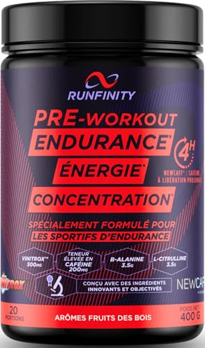Pre Workout Runfinity - Booster d’Énergie Longue Durée : 4 Heures d'Efficacité - Performances Maximales - Endurance Puissance & Concentration - Formule Premium Made in France