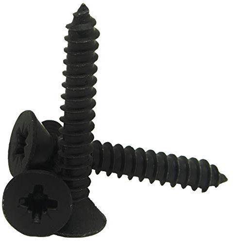 3.5mm x 19mm / No.6 x 3/4 Pozi Flat Head Countersunk Self Tappers Tapping Screws Zinc Plated Black DIN 7981-20 Pack