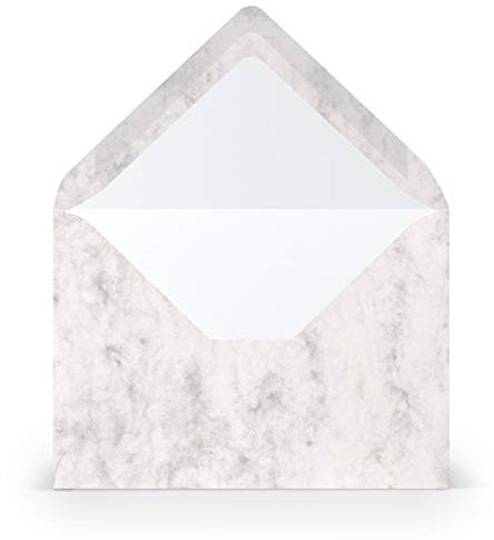 PAPERADO 50 Briefumschläge Grau Mamora Marmor Weiß - 100 g/m² Kuvert Ohne Fenster 11,4 x 16,2 cm - Umschläge mit Nassklebung spitze Klappe