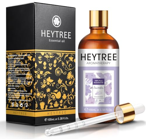 HEYTREE Lavendel eterisk olja 100 ml idealisk olja för hudvård, bad och dusch, luftfuktare, diffusor - djup blommig doft