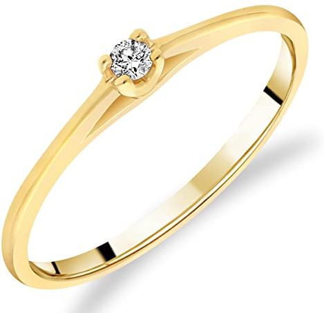 Bague Solitaire pour Femme en Or Jaune 375/1000 sertie Diamant blanc