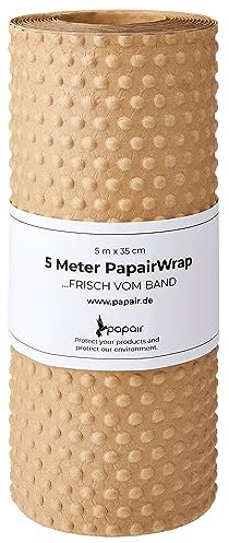 PapairWrap - Die Luftpolsterfolie aus Papier (35cm x 5m) - für Versand, Verpackung und Umzug, nachhaltig, ohne Klebstoffe, 100% biologisch abbaubar, Polstermaterial, Noppenpapier