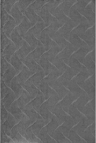 the carpet Rio - Moderner Kurzflor Teppich, weicher und pflegeleichter Anti-Rutsch-Teppich mit 3D-Optik, robust, für Wohnzimmer und Schlafzimmer, Anthrazit, 160 x 220 cm