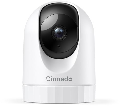 Cinnado Security Camera Indoor-2K 360° WiFi Cameras for Home Security，Pet/Dog/Baby Camera with Phone app, 2-Way Audio, Night Vision, 24/7 SD Card Storage, Works with Alexa & Google Home (2.4Ghz)-D1