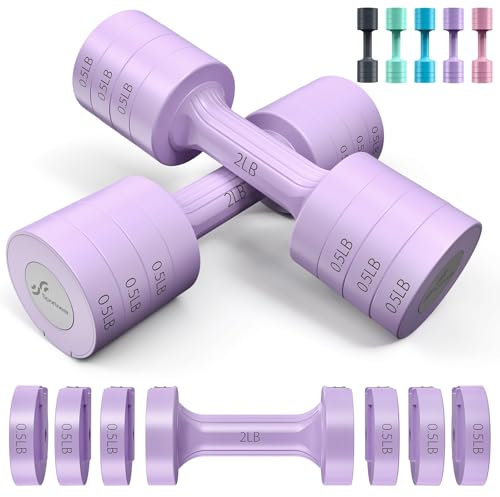 Verstellbare Hanteln Handgewichte Set: Sportneer 1 Paar 0.9-4,5 kg (je 0,9-2,3 kg) schnell justierbare Hantel Gewicht 6 in 1 gratis Gewichte Hanteln für Damen Herren Zuhause Gym Workout Krafttrainin