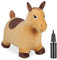 Relaxdays Hüpftier Pferd, mit Bezug, inkl. Luftpumpe, Hüpfpferd bis 50 kg, BPA-frei, Hüpfpony ab 3 Jahre, Hellbraun