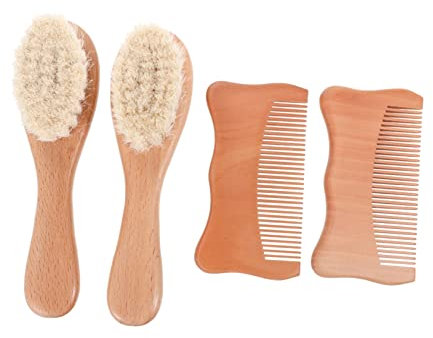 Abaodam 2sätze Pflege Teiliges Natürlichen Wollbürsten Und Holzkämmen Für Sanfte Kopfhautpflege Bei Neugeborenen Für Gesunde Entwicklung Und Emotionale Beruhigung