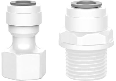 Qrity 1 Set Water Filter Quick Connector, 1/2 Male/Female Thread to 3/8 Quick Straight Connect, for RO Water Reverse Osmosis