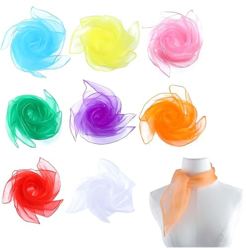 8 Stück Jongliertücher 45 x 45cm Chiffontücher für Tanzen Bunte Chiffontücher Tanz Tücher Bunt Seidentücher Gymnastiktücher Für Tanzen Jonglieren Sensorisches Tanztücher (8 Farben)
