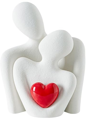 Coppia di decorazioni romantiche per coppia di sposi, statuette decorative a forma di cuore per soggiorno, statua, regali romantici per coppie, statuette in ceramica, decorazione per coppia di sposi,