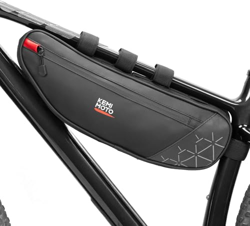 KEMIMOTO Bike Frame Bag, Waterproof Bicycle Top Tube Pouch, Bike Triangle Storage Bag with Dual Zippers Cycling Accessories Reflective for Road BMX MTB