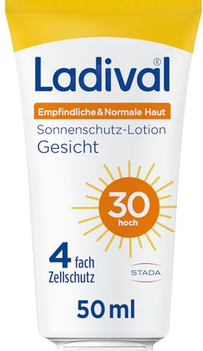 Ladival Sonnenschutz-Lotion Gesicht LSF 30 empfindliche Und normale Haut - Sonnencreme mit einzigartigem 4-fach Zellschutz, Hyaluronsäure und Photolyase, 50ml