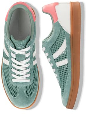 Rosella Carlie Women's Fashion Sneakers, Leather Slip On Shoes, Green,8.5
