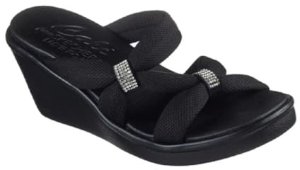 Skechers 119622/BBK Ladies Rhinestone High Class Style Comfort Luxe Foam Slip-On Classic Sandals (Black, UK Footwear Size System, Adult, Women, Numeric, Medium, 6)