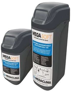 MEGACLIMA Addolcitore M20 20L | Cabinato Automatico con Display Digitale, Miscelatore Durezza, Autodisinfettante, Risparmio Sale