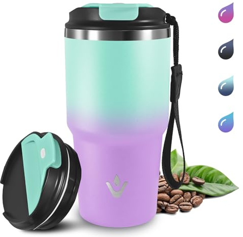 Grsta 600ml Taza Termica de Acero Inoxidable, Aislada al Vacío Vaso Termico, Mantiene el frío 8h y el calor 6h, Vaso Termo Cafe para Llevar, Antifugas Taza Termo para Frío y Caliente