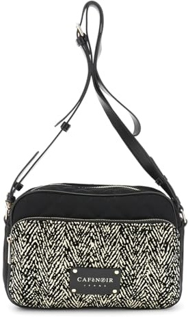CAFèNOIR - Camera Bag Trapuntata In Nylon Con Stampa Floccato, Da Donna, Colore Avena/nero, Taglia Unica