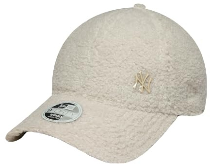 New Era NY Teddy Fur Cap Basecap Baseballcap Curved Brim Damencap York Yankees Damen - Metallschnalle, mit Schirm Frühling-Sommer Herbst-Winter Frühjahr Sommer Herbst Winter - One Size cremeweiß
