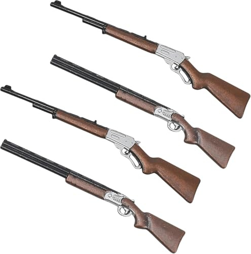 4pcs Miniature Gun Rifle Models for Dollhouse, 1/12 Scale Tiny Fake Sniper Accessory for Dollhouse Decoration, Mini Hunting Shotgun Figurine Miniatures Parts Items for Retro Garden Small Model Crafts