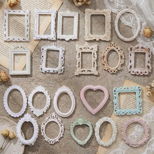 40Pcs Scrapbook Frames, Vintage Paper Embossed Paper for DIY Crafts, Vintage Scrapbook Supplies for Junk Journal Photo Card Making Decoration