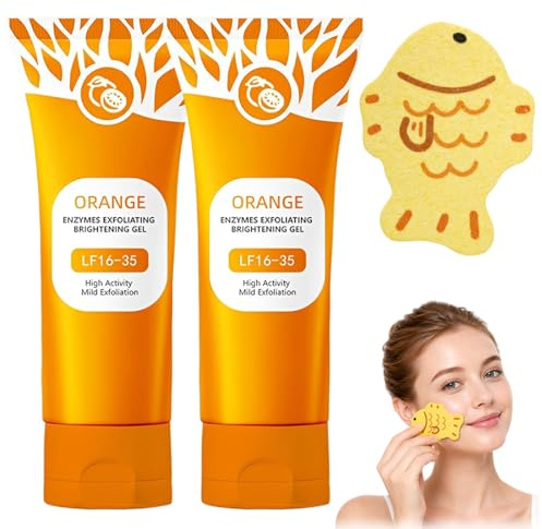 TRMPLX 2 Pezzi orange exfoliating gel, gentle exfoliating orange,gel idratante per viso e corpo, esfoliante viso naturale all'arancia (Regalo di spugna da bagno) C