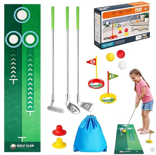 KQWVZ 14PCS Kids Golf Set, Retractable Toddler Golf Set with Storage Bag,3 Balls &Putting Mat, Mini Golf Game, Kids Golf Clubs Toy Set, Indoor & Outdoor Sports Golf Toys for Boys Girls Birthday Gift