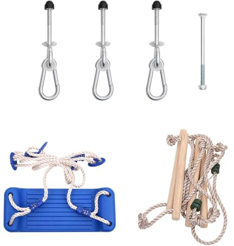 GeenYuu Seggiolino a dondolo con scala in corda blu, 37 x 15 cm, in polietilene, resistente alle intemperie, accessorio per arrampicata all'aperto, per bambini, divertimento sicuro per arrampicata con