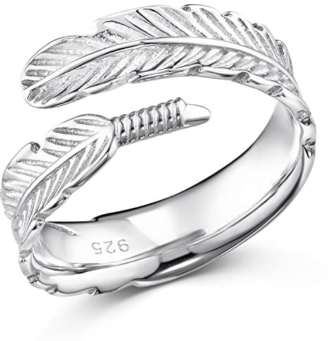 MATERIA by Matthias Wagner 925 Silber Ring Feder - Silber Damen Ring offen in Gr. 51-60 größenverstellbar + Box SR-90