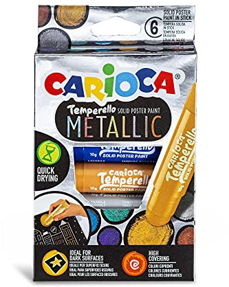 Carioca 42674 Temperello Metallic Poster Paint Stick (Pack of 6), Assorted