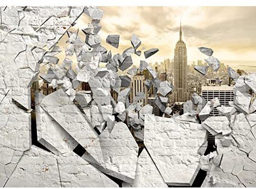 Runa Art Papel tapiz fotográfico 396 x 280 cm Pared de piedra Nueva York | Lana Decoración De Pared Sala Cuarto | Fabricación alemana | blanco 9173012b
