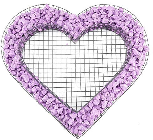 Gartenwelt Riegelsberger Griglia a forma di cuore con pietre colorate, viola per tutti i santi, decorazione per sepoltura a forma di cuore, decorazione per sepoltura