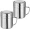 HEMOTON Salt Shaker Stainless Steel Flour Shakers, 2 pcs Chocolate Shaker for Cappuccino, Sugar Dispenser with Handle, Spice Jars