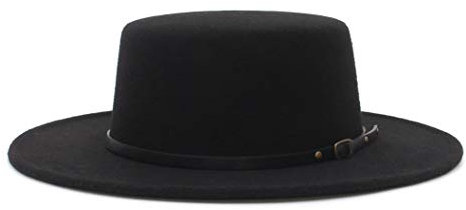 EOZY Fedora-Hut für Damen und Herren, aus Filz, breite Krempe, Flache Oberseite, Jazz, Panama-Hut, lässige Party, Kirche