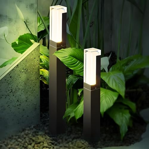 ZTWLEED 2 Pièces Borne Exterieur Jardin LED,6W Éclairage pour Chemins IP65 Étanche 4000K Lumière Blanche Naturelle,Lumière de Chemin pour Villa Terrasse Jardin,Noir 60CM 110-240V