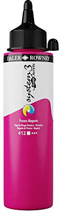 Daler-Rowney System3 Acrylic Paint, Plastic Bottle, Fluid, 8.45oz - 250 ml, Process Magenta