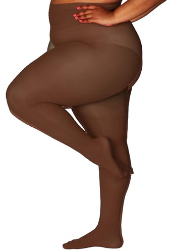 HONENNA Queen Plus Size Tights, 20+ Colors Women's Curves Semi Opaque Stockings Nylons Pantyhose 1X 2X 3X 4X 5X 6X, 1-6 Pairs (1 Pair-Coffee 5X-6X)