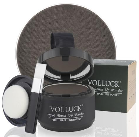 VOLLUCK Root Touch up Powder 4g – Covers Grey Roots & Conceals Thinning Hair, Hairline Powder for Men & Women – Natural Look, Easy to Use & Compact for Quick Touch Ups (Dark Brown)